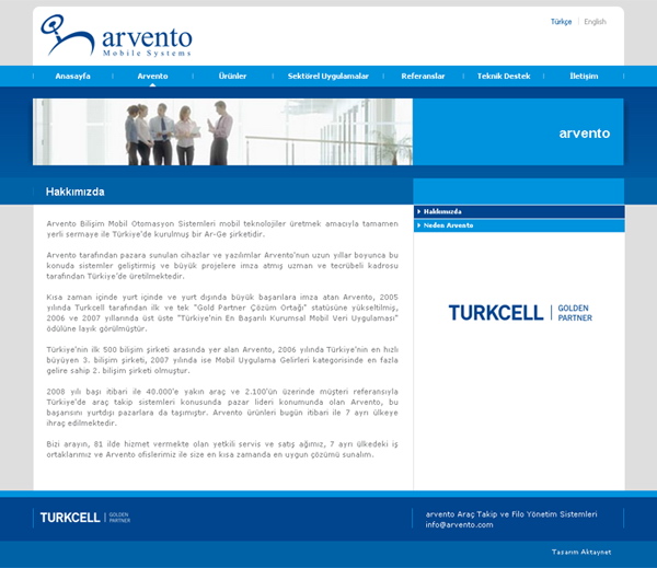 Arvento Web Sitesi Tasarımı 2008 02