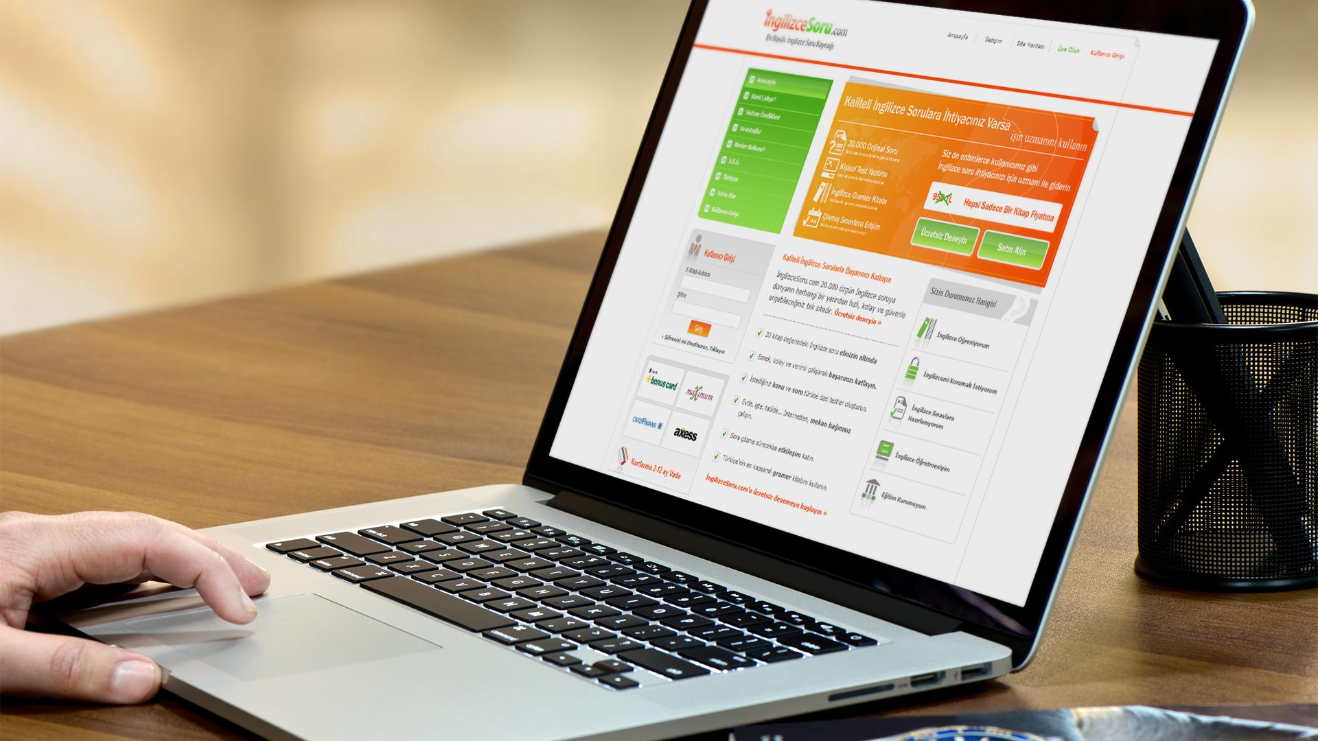 ingilizcesoru.com Web Sitesi Arayüz Tasarımı 01